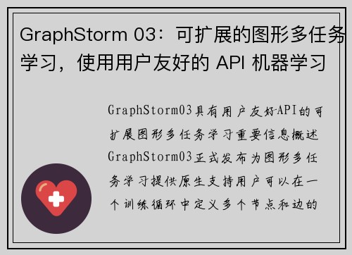 GraphStorm 03：可扩展的图形多任务学习，使用用户友好的 API 机器学习博客